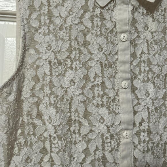 Kimchi Blue cream lace embroidered sheer collared blouse #urbanoutfitters #bdg - Picture 3 of 3
